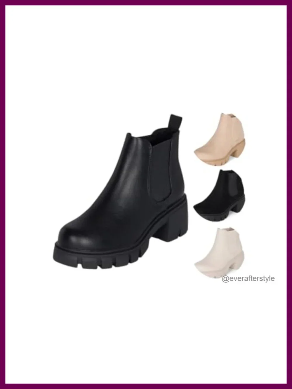 Women's Platform Ankle Boots Chunky Block Heel Chelsea Booties Lug Sole Combat